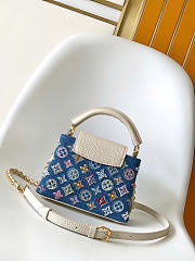 Louis Vuitton M12947 Capucines Mini Denim Blue/Cream bag size 21 x 13.6 x 8 cm - 4