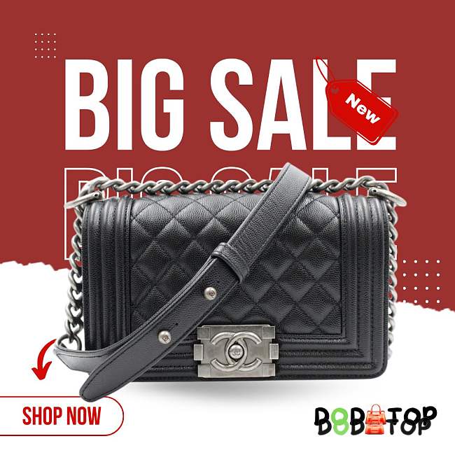 Chanel Boy Bag Grain Calfskin Black Size 20.5 x 12 x 8.5 cm (Bonus gift – in description) - 1
