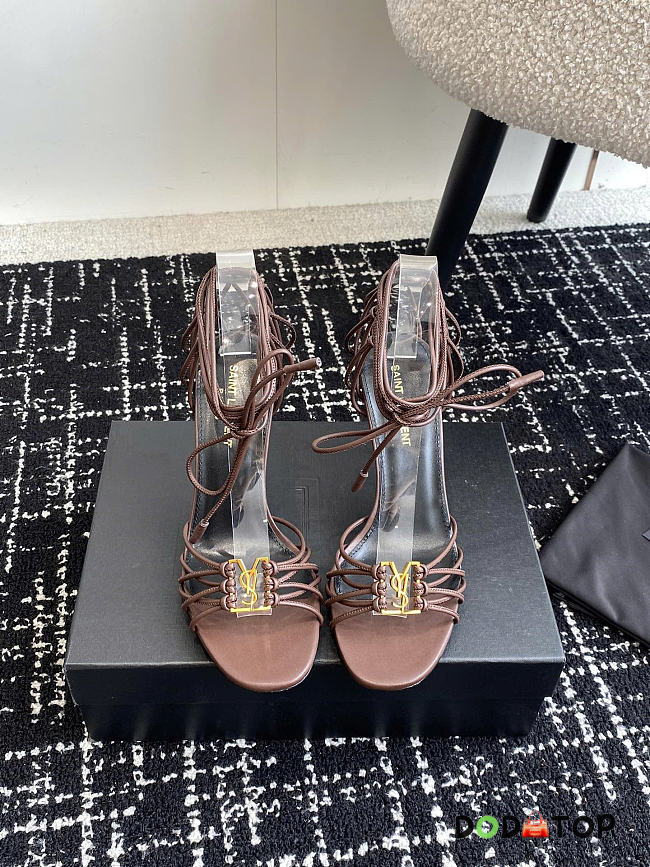 Saint Laurent Babylone 90mm leather sandals brown - 1