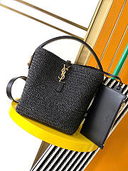 YSL LE 37 in woven raffia and vegetable-tanned leather black bag size 20x25x16CM - 1