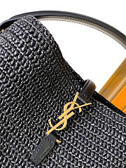 YSL LE 37 in woven raffia and vegetable-tanned leather black bag size 20x25x16CM - 3