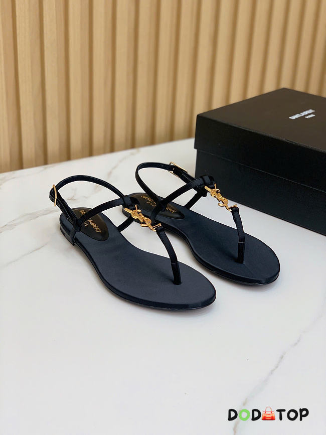 YSL Cassandra sandals in patent leather black  - 1