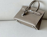 Hermes bag by custom size 35cm - silver hardware - Togo leather with white contrast stitching - 2