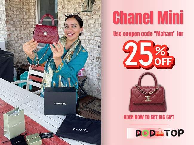 Chanel Mini Handbag Coco Red Wine Bag Size 11.5 x 14.5 x 5.5 cm (Bonus gift – in description) - 1