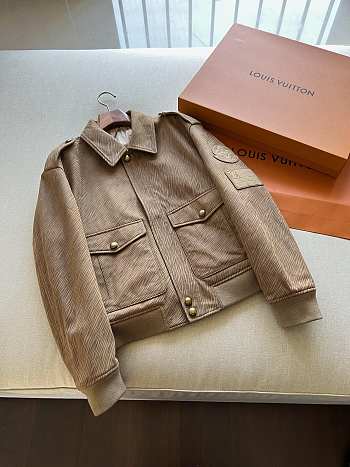 Louis Vuitton Men Epi Embossed Leather Flight Jacket 