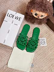 LOEWE Petal Anagram leather slides green - 1