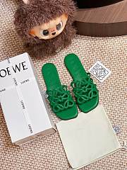 LOEWE Petal Anagram leather slides green - 6
