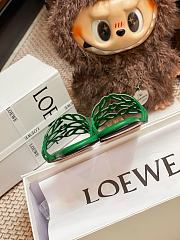 LOEWE Petal Anagram leather slides green - 3