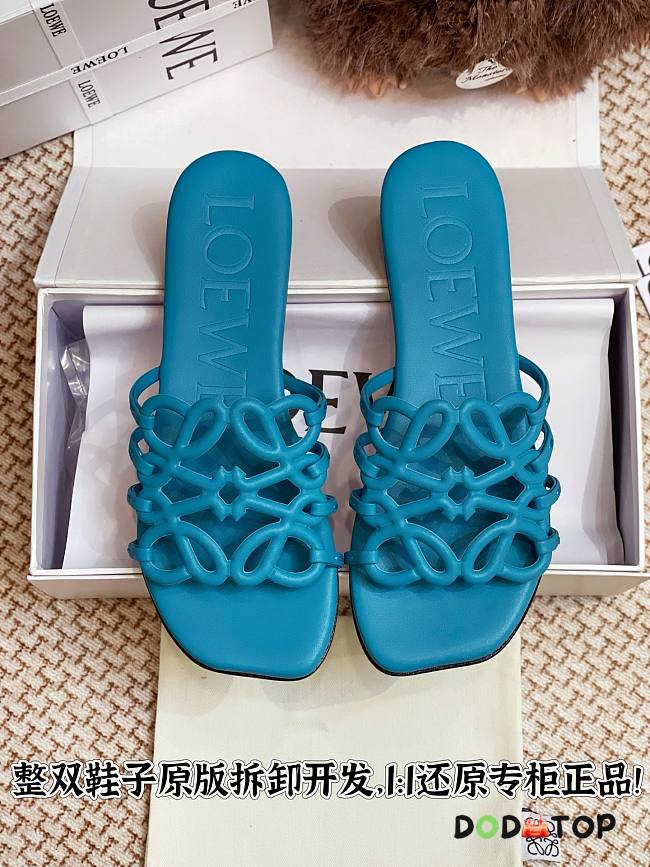 LOEWE Petal Anagram leather slides blue - 1