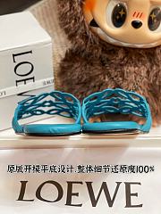 LOEWE Petal Anagram leather slides blue - 3
