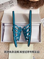 LOEWE Petal Anagram leather slides blue - 4
