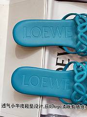 LOEWE Petal Anagram leather slides blue - 2