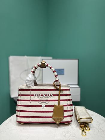 Prada Jardinière cotton canvas mini red handbag size 22x15x13cm
