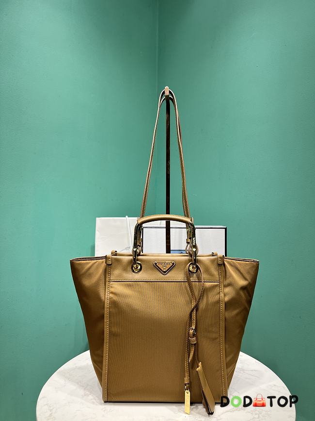 Prada Large Re-Nylon and leather tote bag brown size 23x28.5x15cm - 1