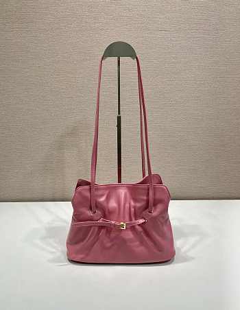 Prada Slouchy Lambskin Leather Shoulder pink Bag size 25x17.5x11.5cm