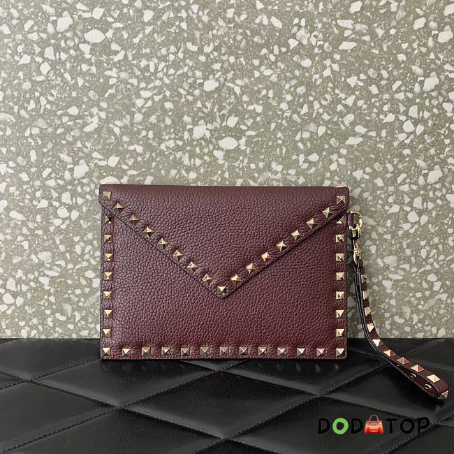 Valentino Garavani Rockstud Envelope Clutch Bag red size 23x16x1cm - 1