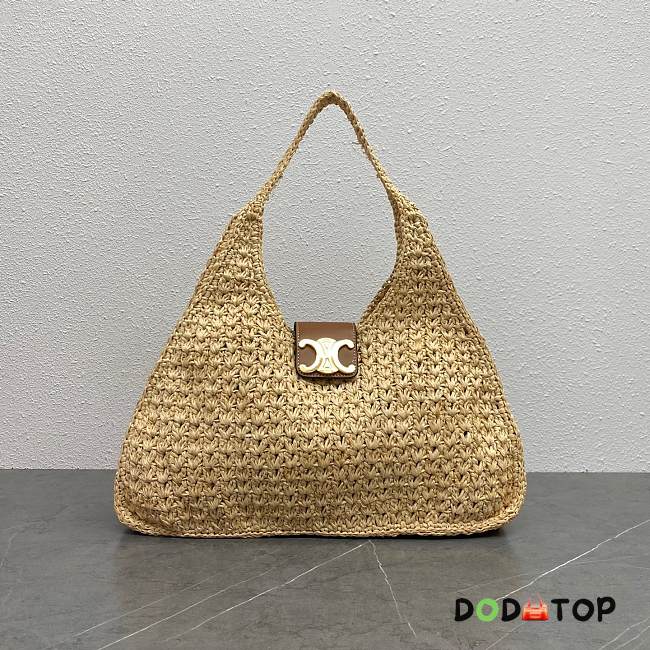 Celine CABAS TRIANGLE IN RAFFIA AND CALFSKIN bag size 45x23x6cm - 1