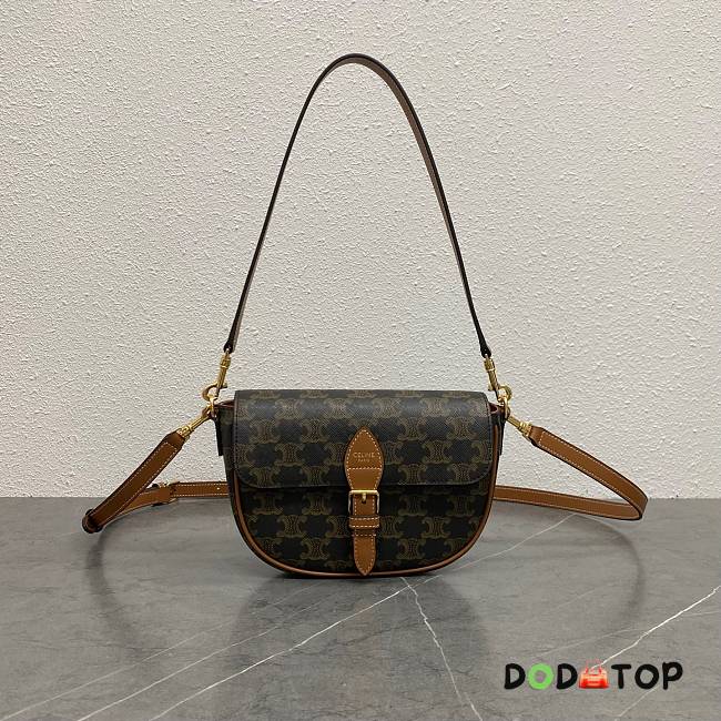 Celine FOLCO SHOULDER BAG IN Triomphe Canvas and Calfskin size 20x4.5x13cm - 1