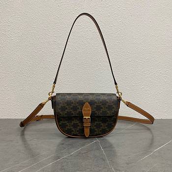 Celine FOLCO SHOULDER BAG IN Triomphe Canvas and Calfskin size 20x4.5x13cm