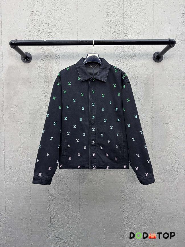 LV Blason Gradient Embroidered Denim Coach Jacket  - 1