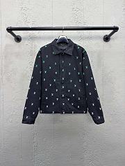 LV Blason Gradient Embroidered Denim Coach Jacket  - 1