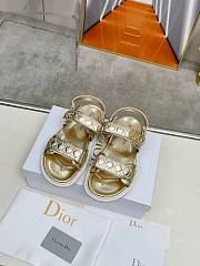 Dior Sandal Gold-Tone Laminated Sheepskin with Quilted Cannage Motif - 1