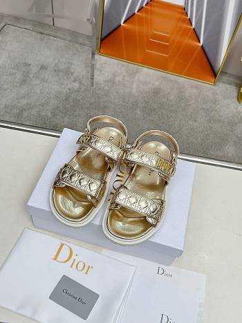 Dior Sandal Gold-Tone Laminated Sheepskin with Quilted Cannage Motif