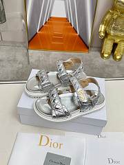 Dior Sandal Silver-Tone Laminated Sheepskin with Quilted Cannage Motif - 6