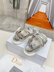 Dior Sandal Silver-Tone Laminated Sheepskin with Quilted Cannage Motif - 5