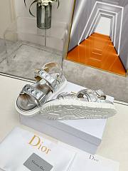 Dior Sandal Silver-Tone Laminated Sheepskin with Quilted Cannage Motif - 4