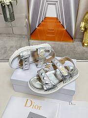 Dior Sandal Silver-Tone Laminated Sheepskin with Quilted Cannage Motif - 3