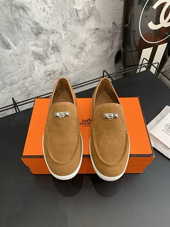 Hermes Suede loafers game kelly brown - Men 