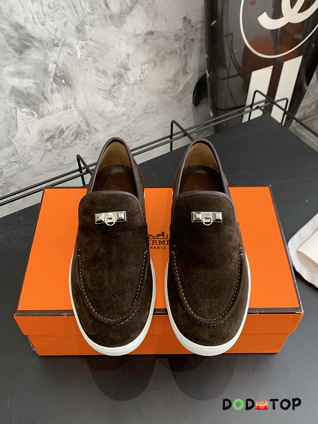 Hermes Suede loafers game kelly dark brown - Men  - 1