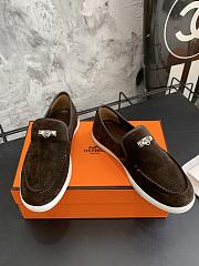 Hermes Suede loafers game kelly dark brown - Men  - 3