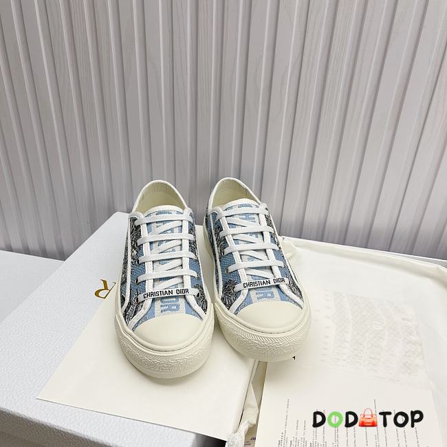Dioriviera Walk'n'Dior Sneaker Celestial Blue and White Toile de Jouy Palms Embroidered Cotton  - 1