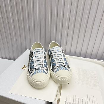 Dioriviera Walk'n'Dior Sneaker Celestial Blue and White Toile de Jouy Palms Embroidered Cotton 