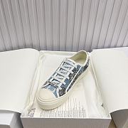 Dioriviera Walk'n'Dior Sneaker Celestial Blue and White Toile de Jouy Palms Embroidered Cotton  - 4