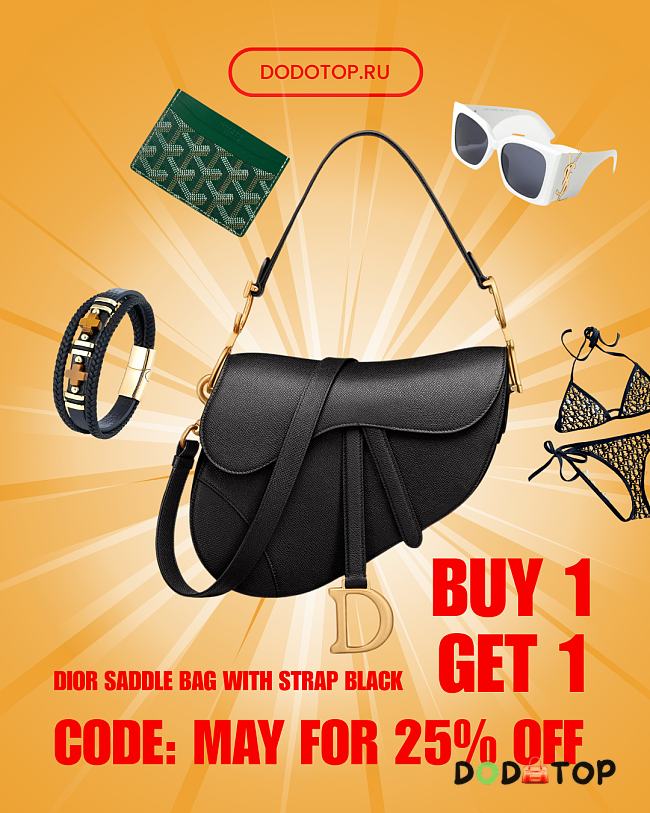 Dior Saddle Bag With Strap Black Size 25.5 x 20 x 6.5 cm (Bonus gift – in description) - 1