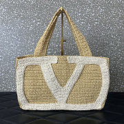 Valentino Garavani Viva Superstar Small Shopping Bag In Raffia beige size 26x18x7cm - 1