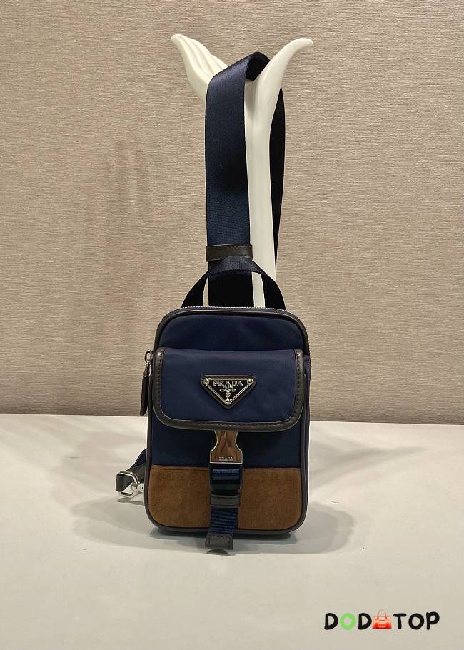 Prada Re-Nylon triangle-logo shoulder bag blue size 11.5x17x4.5cm - 1