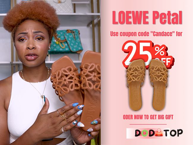 LOEWE Petal Anagram leather slides brown - Code Candace (25% off) - 1