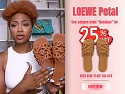 LOEWE Petal Anagram leather slides brown - Code Candace (25% off) - 1