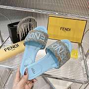 Fendi Sunshine Light blue denim-effect jacquard slides - 5