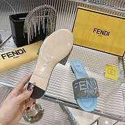 Fendi Sunshine Light blue denim-effect jacquard slides - 4