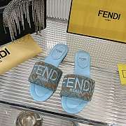 Fendi Sunshine Light blue denim-effect jacquard slides - 3
