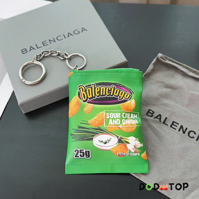 balenciaga keyring chips charm green - 1