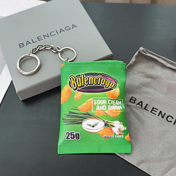 balenciaga keyring chips charm green