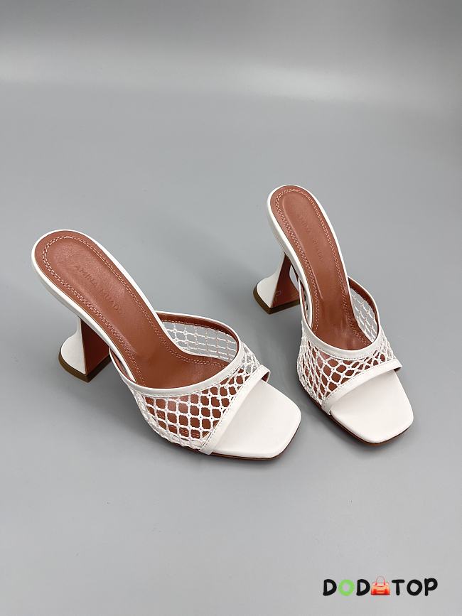 Amina Muaddi Leather Lupita Net Mules 90mm white - 1
