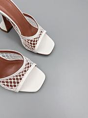 Amina Muaddi Leather Lupita Net Mules 90mm white - 4