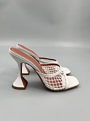 Amina Muaddi Leather Lupita Net Mules 90mm white - 3